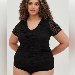 Torrid Stretch Lace V Neck Cinched Bodysuit